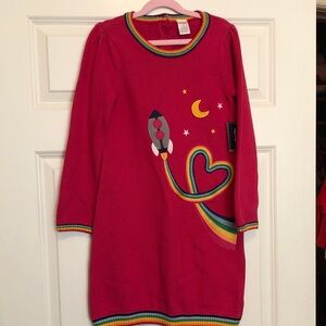 Gymboree Pink Dress with Rocket and Rainbow Design, size 10, NWT